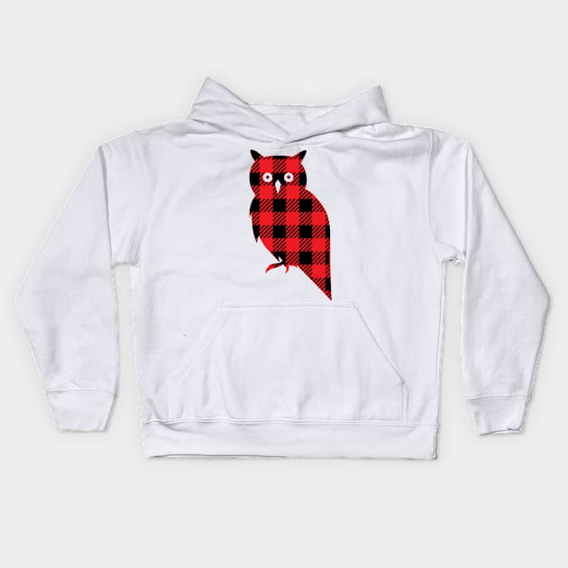 Owl buffalo plaid Kids Hoodie by Coral Graphics